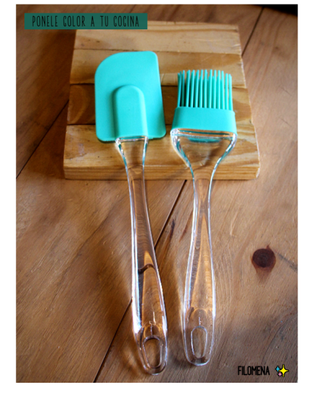 Set Espátula y Pincel con mango de Acrilico